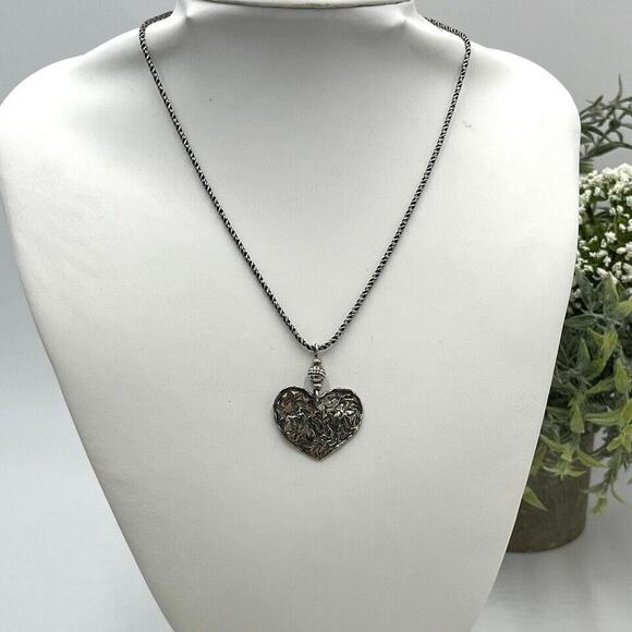 Silpada N1585 Sterling Silver 925 Filigree Heart Pendant Rope Chain Necklace - Picture 8 of 8